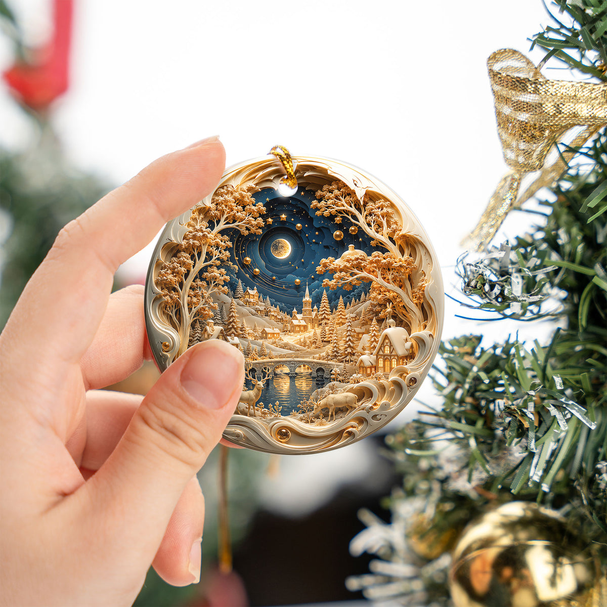 Holiday Village Ornament 2026, Christmas Village Decoration, Winter Snow Scene Ornament, Christmas Keepsake