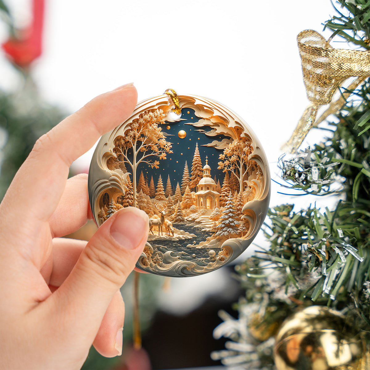 Snow Village Christmas Ornament 2026, Christmas Tree Decoration, Winter Holiday Village Decor, Seasonal Keepsake Ornament