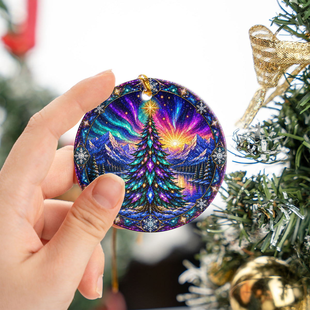 Aurora Christmas Tree Ornament 2026, Winter Landscape Ornament, Holiday Christmas Decor, Northern Lights Tree Decoration