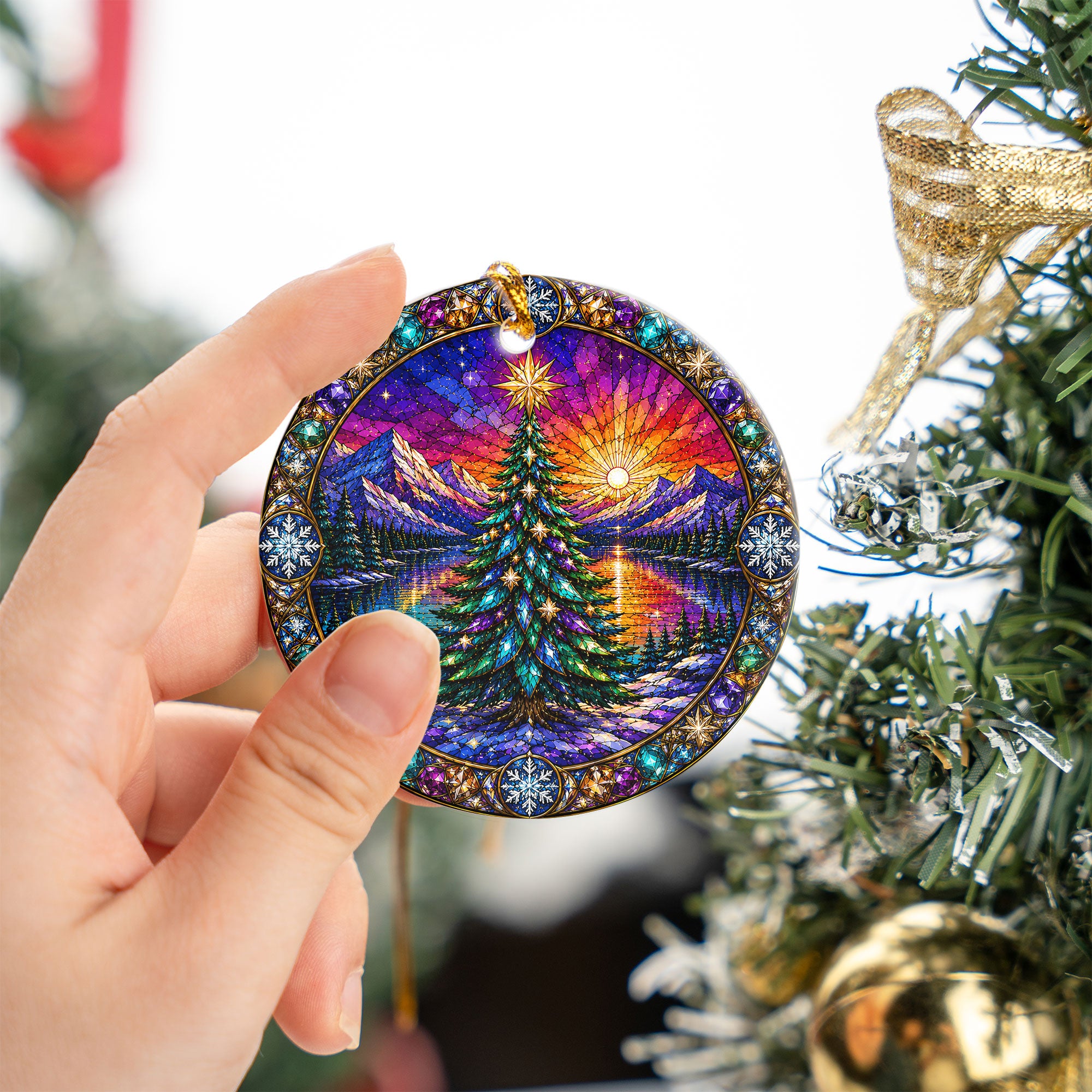Christmas Tree Ornament 2026, Sun Moon Christmas Ornament, Winter Tree Decoration, Northern Lights Holiday Decor