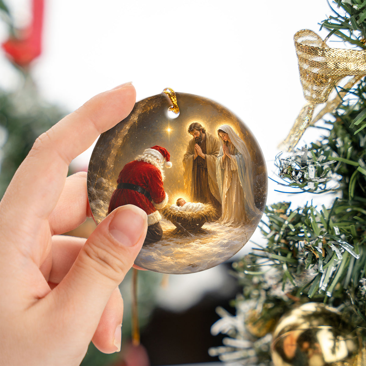 Santa Baby Jesus Christmas Ornament 2026, Religious Nativity Ornament, Holy Family Christmas Decoration, Christian Tree Keepsake Gift