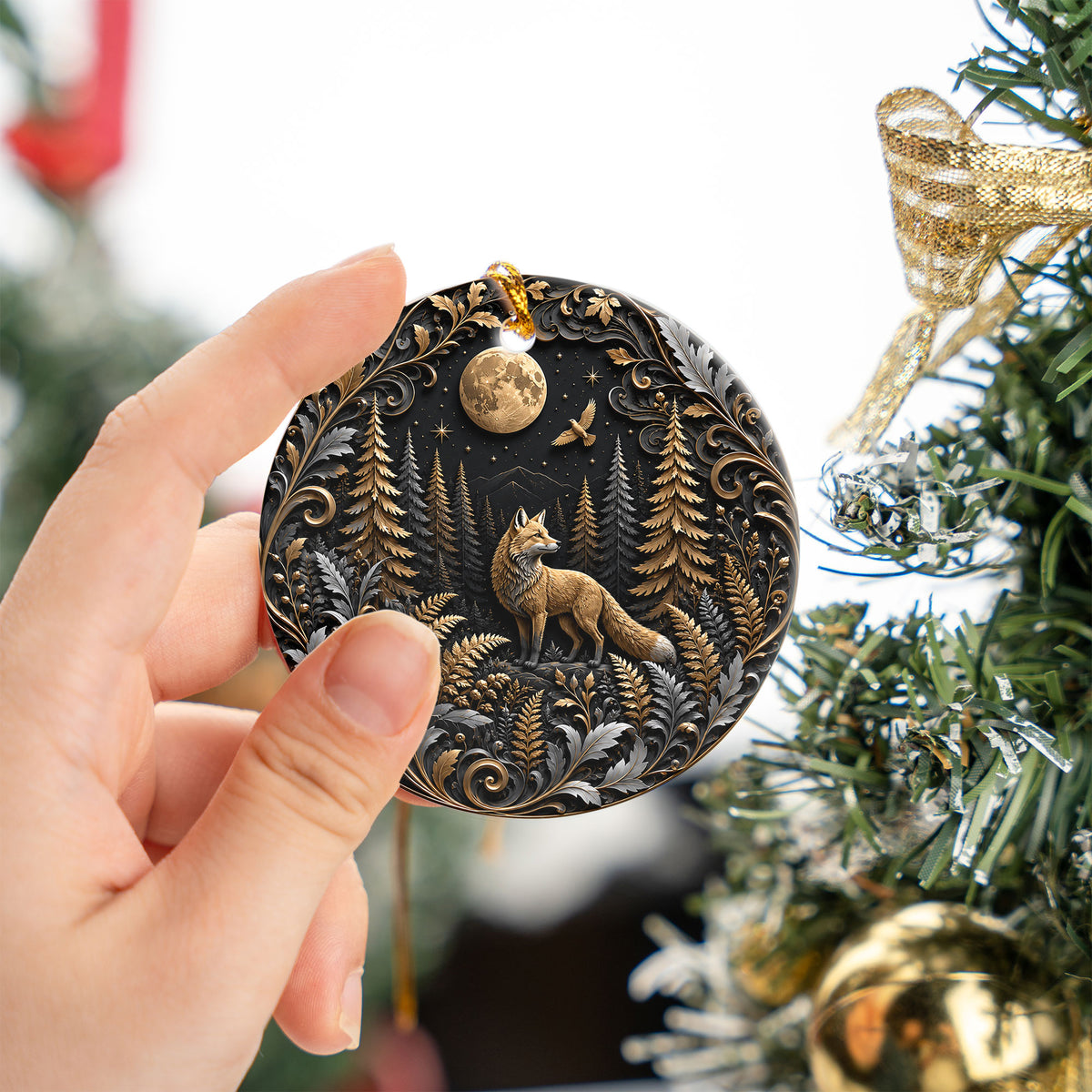 Christmas Keepsake Ornament 2026, Wolf Ornament, Moonlit Winter Landscape Decoration, Christian Holiday Gift, Festive Christmas Decor
