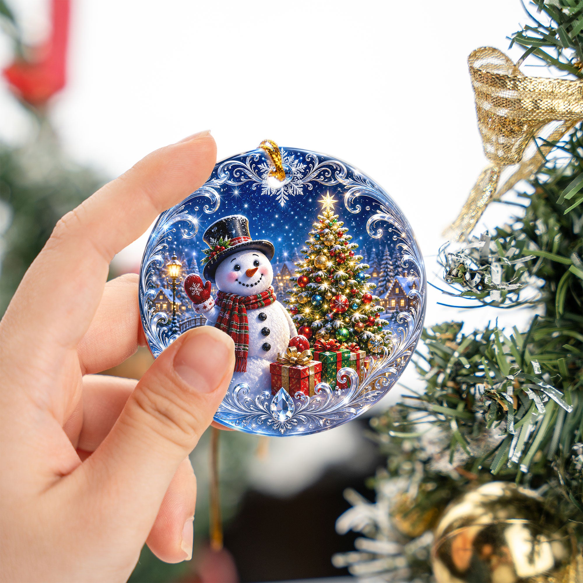 Winter Snowman Ornament 2026, Christmas Tree Keepsake Ornament, Holiday Decoration, Blue Christmas Decor