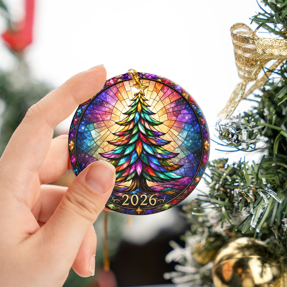 Christmas Tree Stained Glass Style Ornament, 2026 Christmas Ornament, Holiday Gift Idea, Heirloom Keepsake