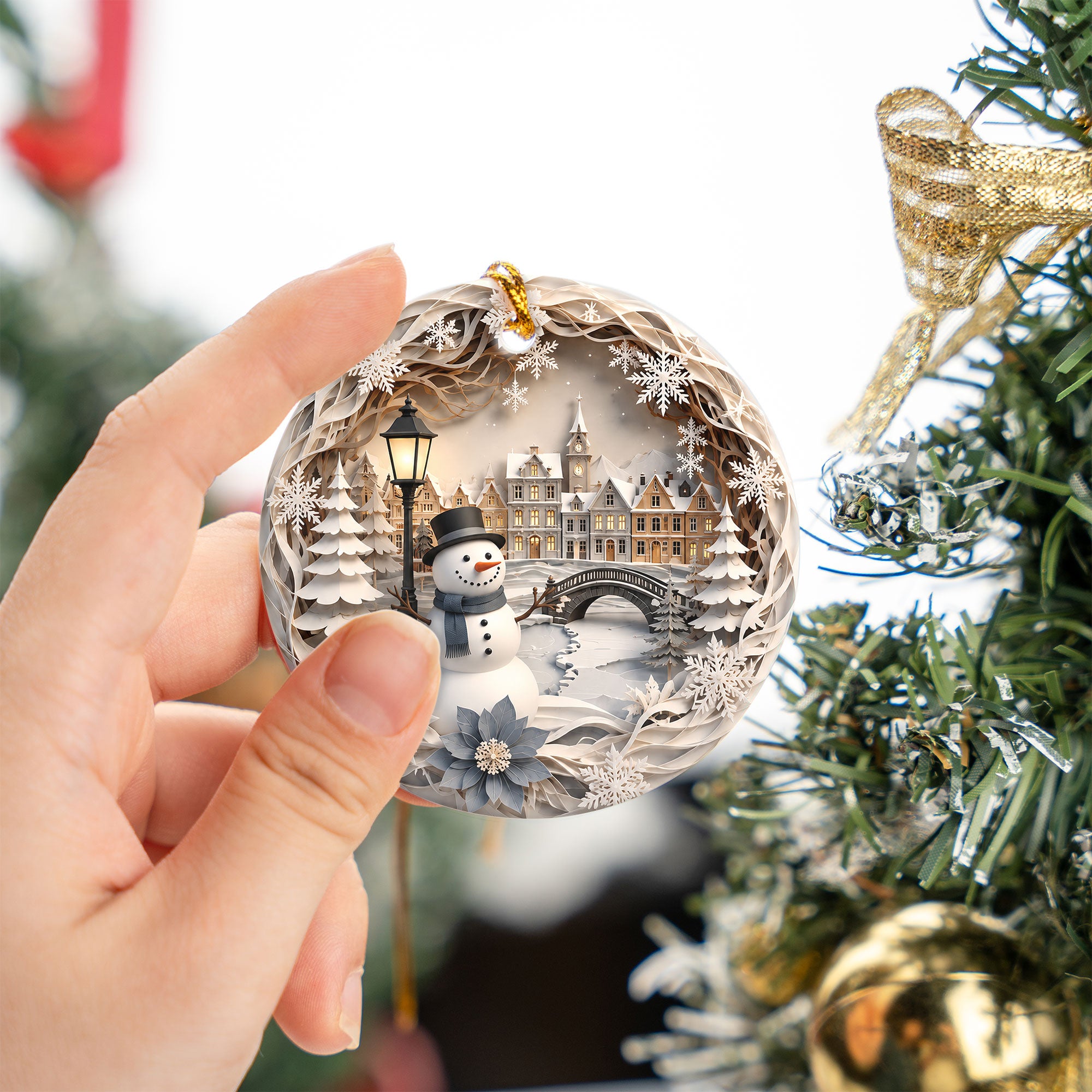 Snowman Christmas Ornament 2026, Winter Village Ornament, Christmas Tree Decoration