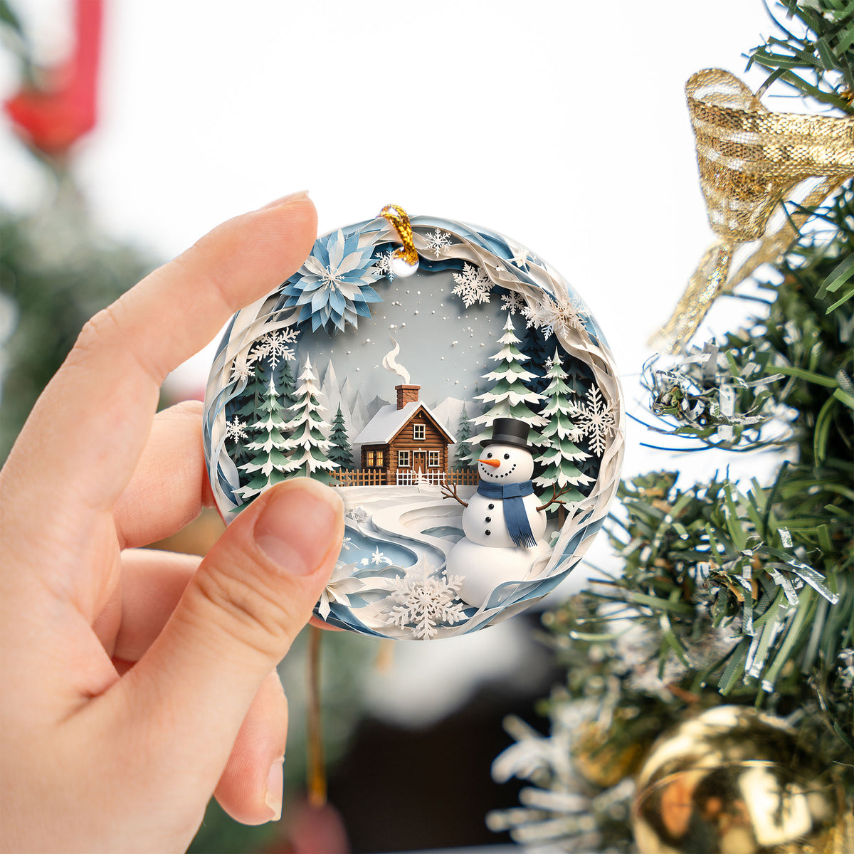 Snowman Christmas Tree Ornament 2026, Winter Village Holiday Ornament, Snowy Christmas Decoration