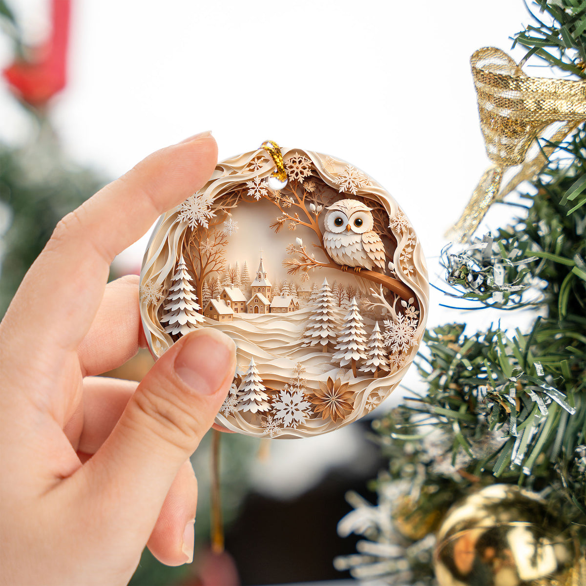 Christmas Owl Ornament 2026, Winter Village Tree Ornament, Holiday Christmas Decoration, Family Keepsake Gift