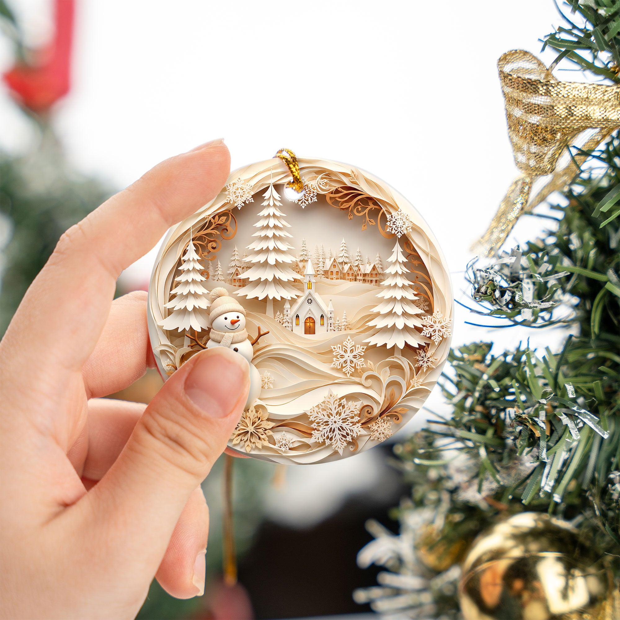 Winter Village Tree Ornament 2026, Snowman Christmas Ornament, Holiday Keepsake Decoration