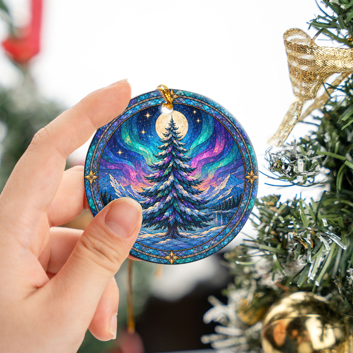 Christmas Tree Keepsake Ornament 2026, Northern Lights Holiday Ornament, Aurora Winter Decoration
