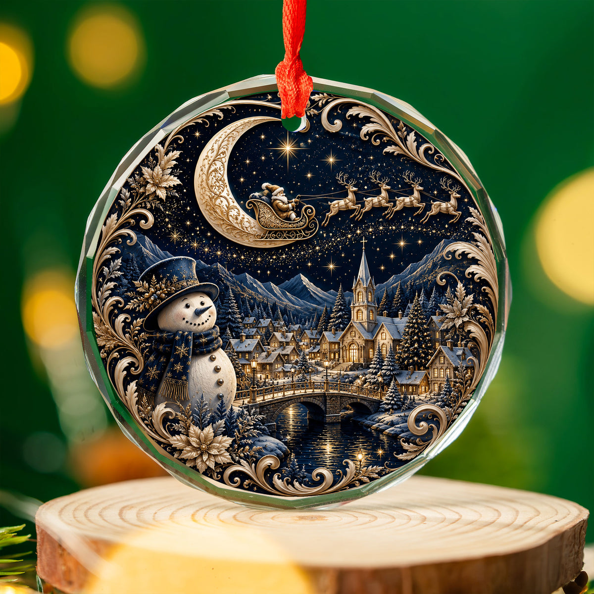 Blue Snowman Christmas Ornament 2026, Winter Village Tree Ornament, Ceramic Holiday Decoration
