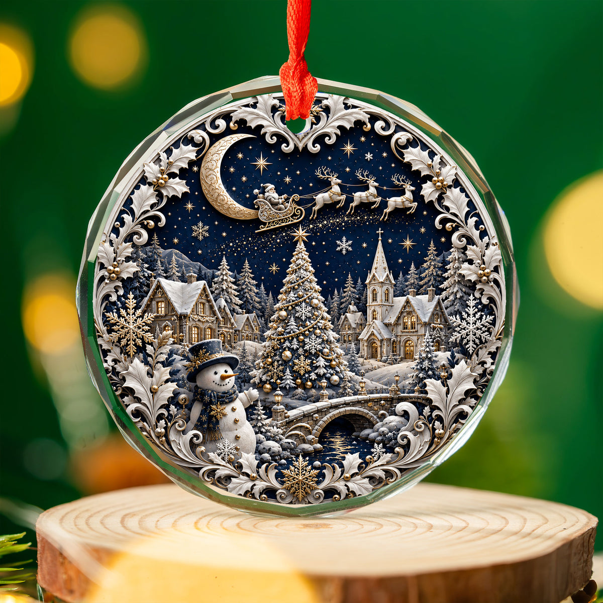 Ceramic Christmas Ornament 2026, Blue Snowman Tree Ornament, Winter Holiday Decoration, Christmas Keepsake