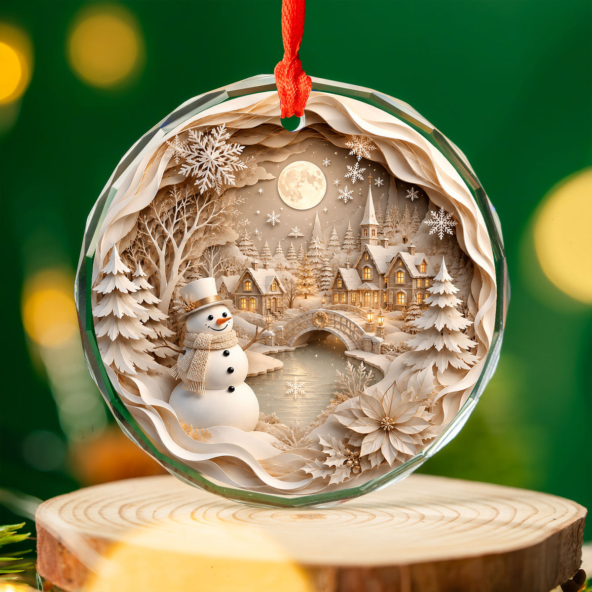 Christmas Tree Ornament 2026, Snowman Winter Village Ceramic Ornament, Holiday Decoration