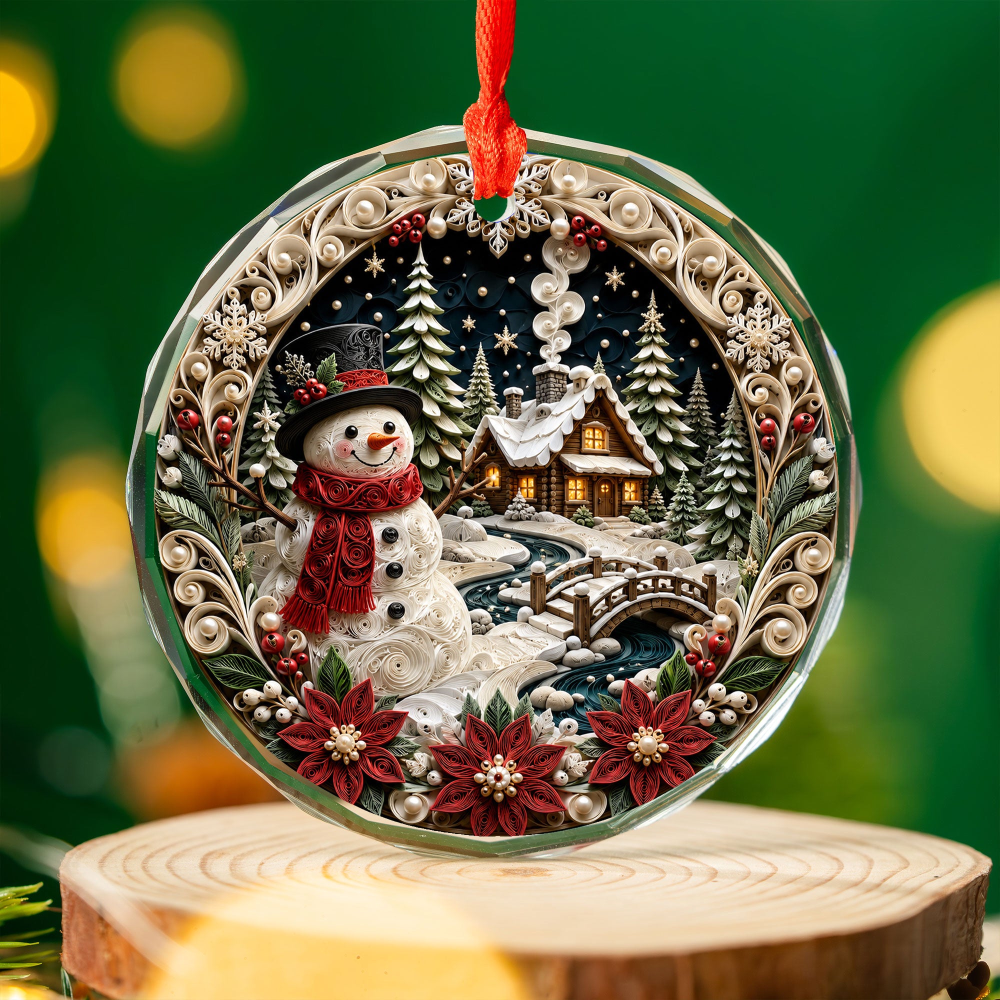 Snowman Holiday Ornament 2026, Rustic Christmas Ceramic Ornament, Winter Tree Decoration, Festive Keepsake Gift