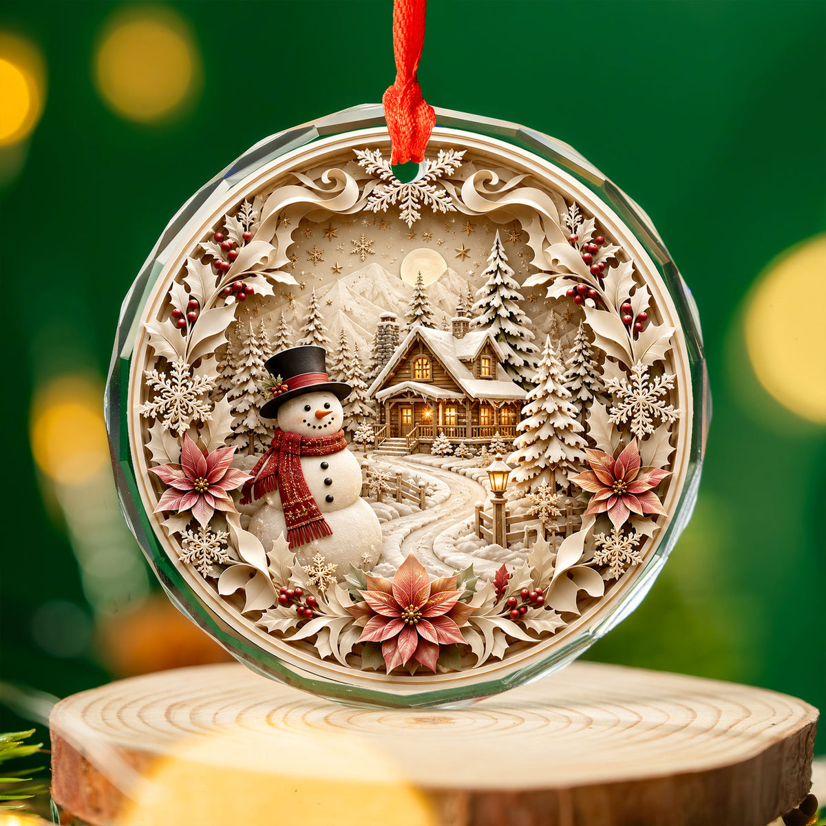 Rustic Snowman Ornament 2026, Christmas Tree Ceramic Ornament, Winter Holiday Decoration