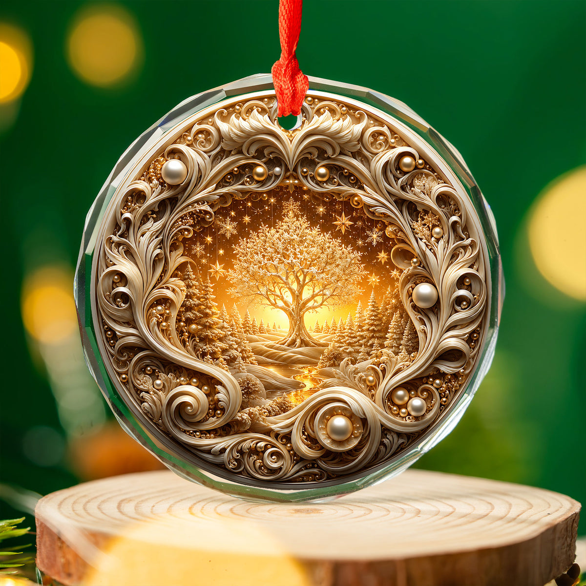 Golden Tree of Life Christmas Ornament 2026, Ceramic Christmas Tree Ornament, Winter Holiday Decor, Christmas Keepsake Gift for Family