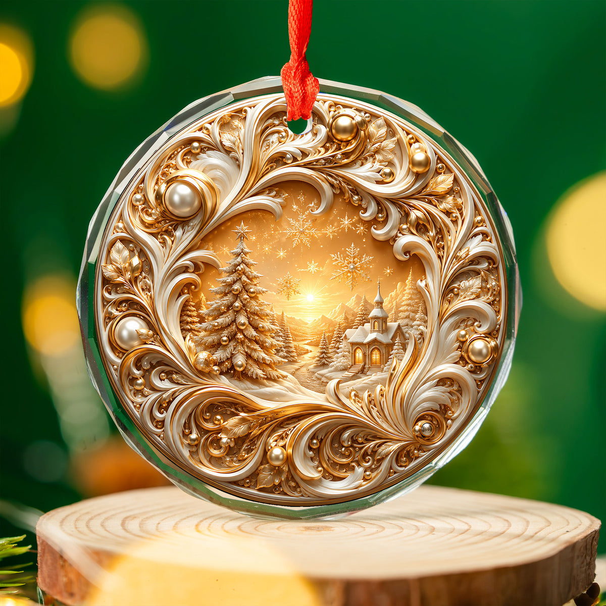 Gold Christmas Tree Ornament 2026, Christmas Tree Ceramic Ornament, Holiday Christmas Decoration, Christmas Keepsake Gift for Family and Friends
