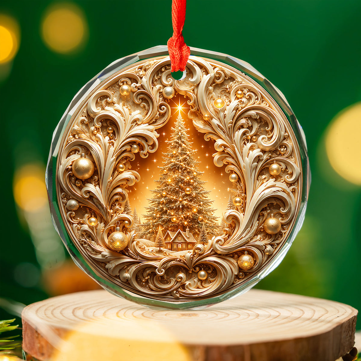 Christmas Tree Ornament 2026, Gold Ceramic Christmas Ornament, Holiday Decoration, Christmas Tree Decor