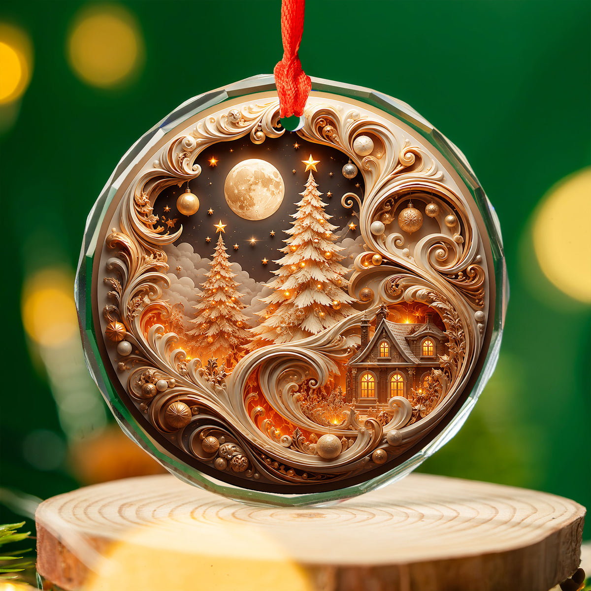 Elegant Christmas Tree Ornament 2026, Gold Holiday Ceramic Ornament, Christmas Decoration, Winter Home Decor, Christmas Gift Idea