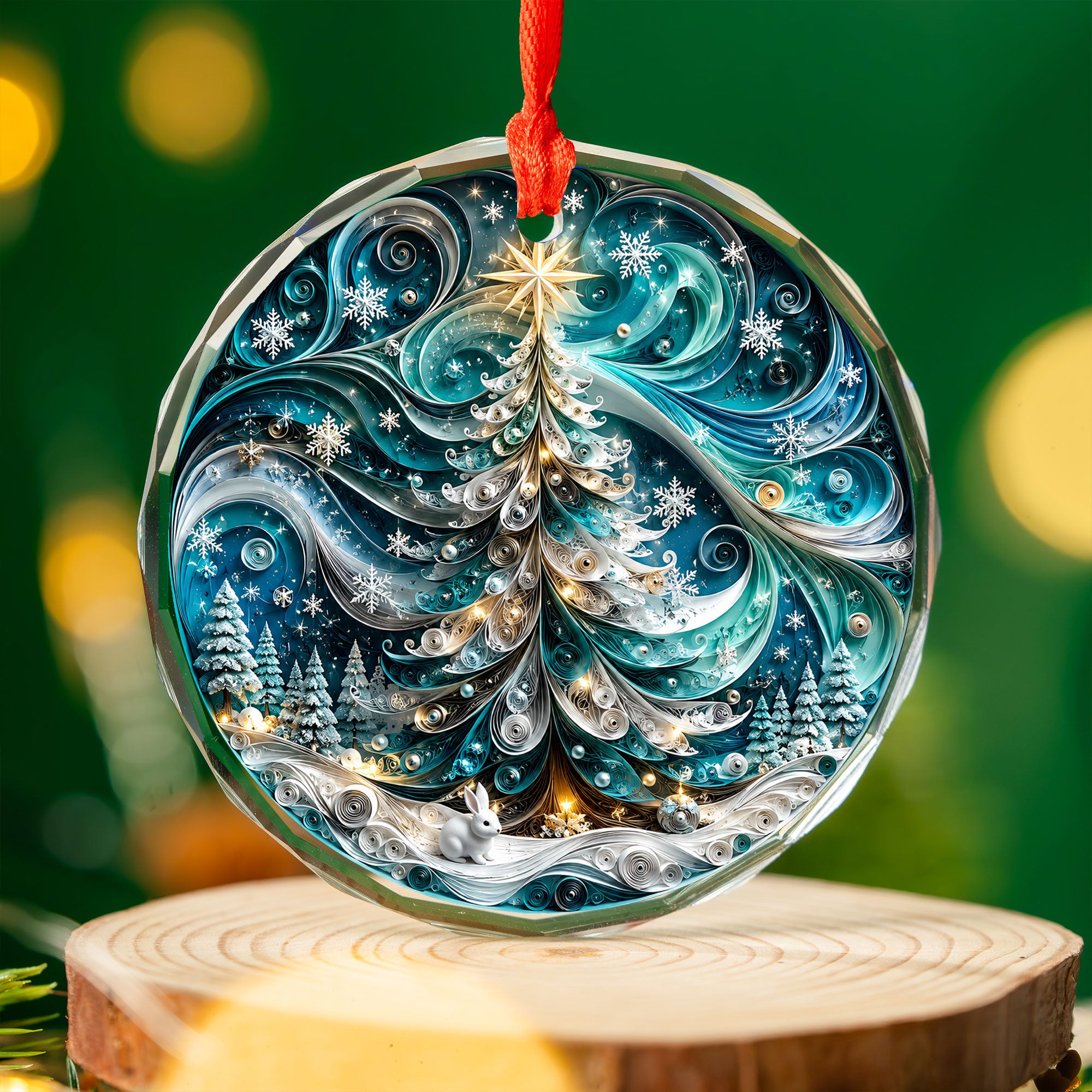 Christmas Ornament 2026, Elegant Blue Tree Ornament, Holiday Tree Decoration, Christmas Keepsake, Winter Ornament Gift