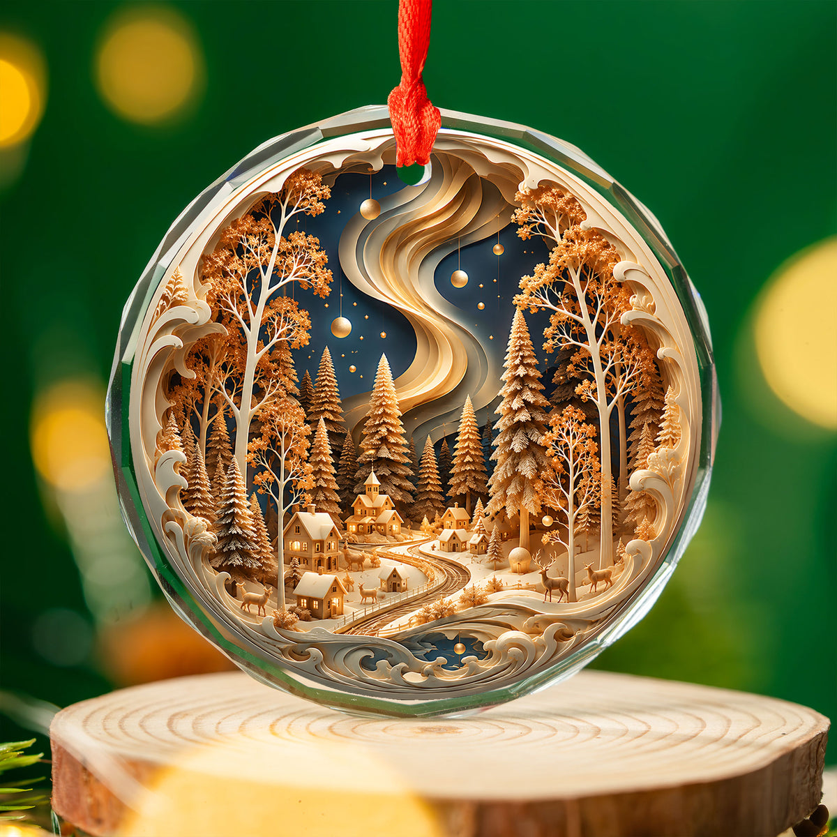 Christmas Ornament 2026, Winter Village Landscape, Snowy Christmas Tree Decoration, Holiday Keepsake Ornament