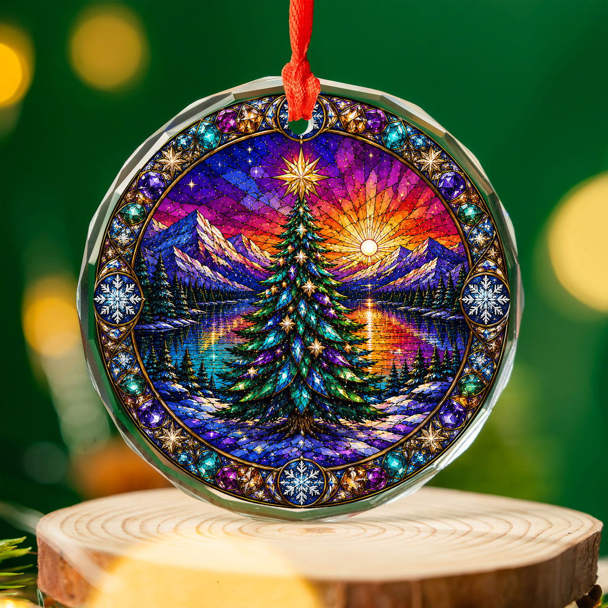 Christmas Tree Ornament 2026, Sun Moon Christmas Ornament, Winter Tree Decoration, Northern Lights Holiday Decor