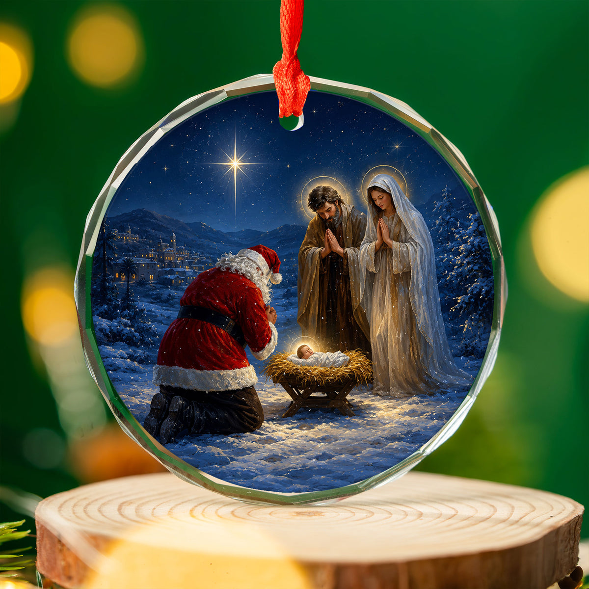Santa Nativity Christmas Ornament 2026, Baby Jesus Holy Family Keepsake, Christian Christmas Tree Ornament