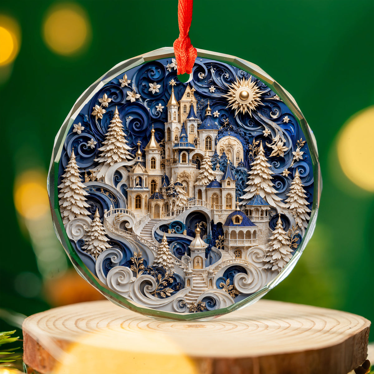 Christmas Castle Ornament 2026, Snowy Winter Village Decoration, Blue Holiday Tree Ornament, Christmas Keepsake Gift, Festive Home Decor