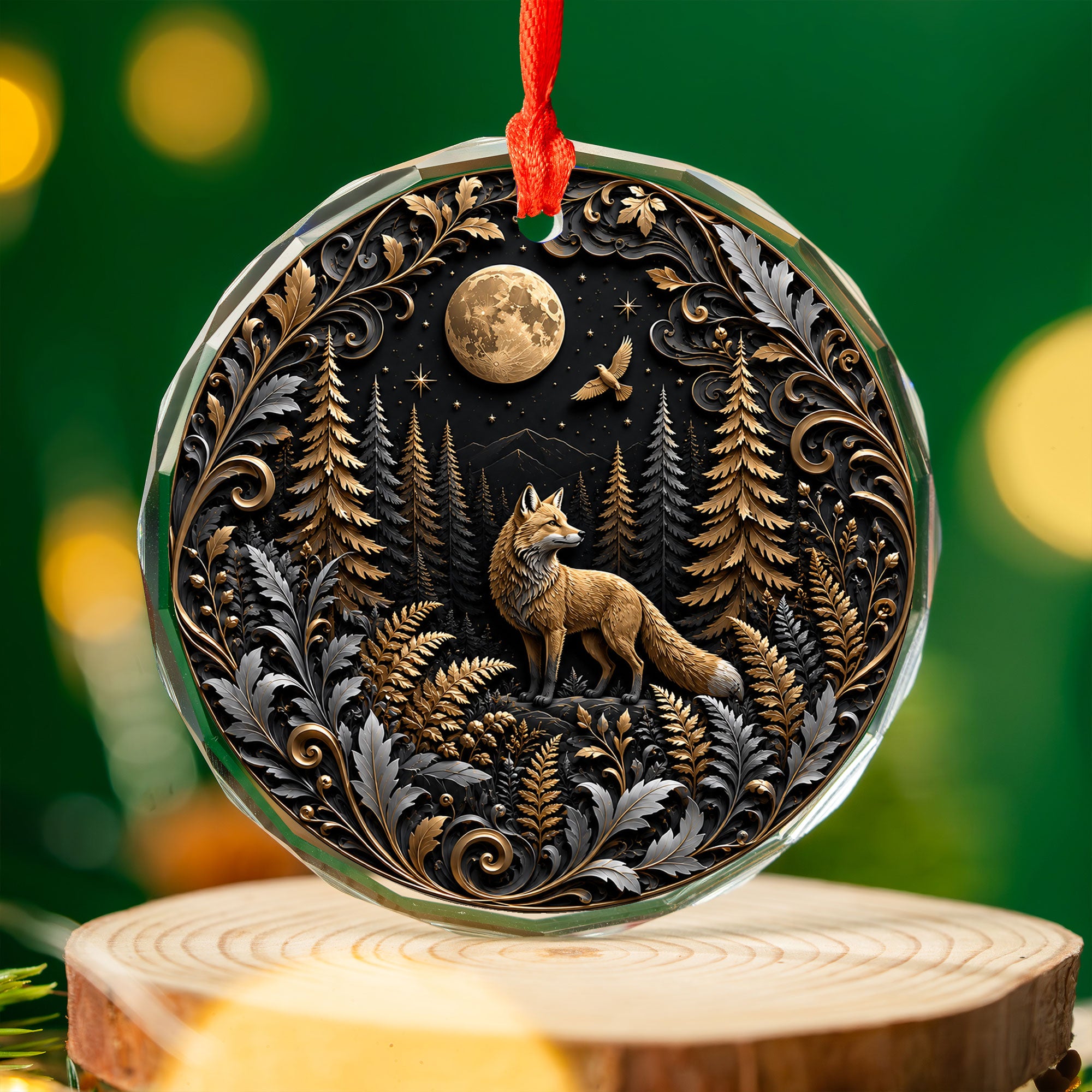 Christmas Keepsake Ornament 2026, Wolf Ornament, Moonlit Winter Landscape Decoration, Christian Holiday Gift, Festive Christmas Decor