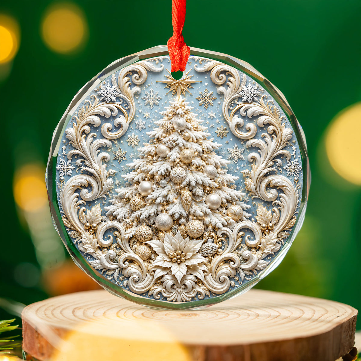White Christmas Tree Ornament 2026, Snowy Christmas Tree Ornament, Elegant Holiday Tree Decor, Winter Christmas Keepsake Gift