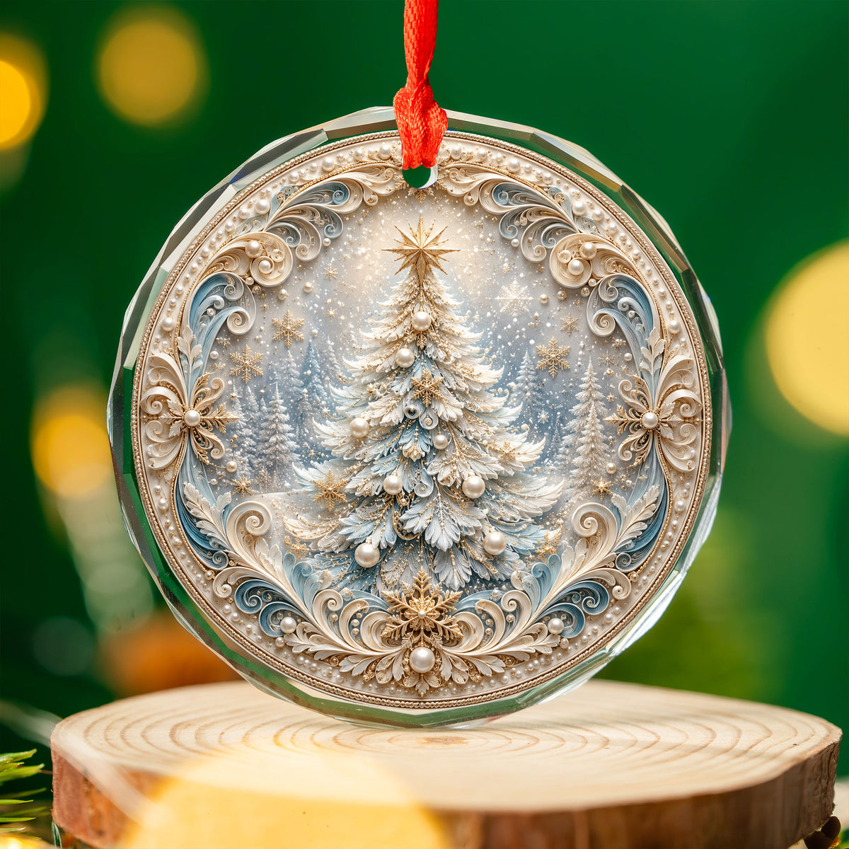 Snowy Christmas Tree Ornament 2026, Elegant White Christmas Ornament, Winter Holiday Decoration, Christmas Tree Keepsake