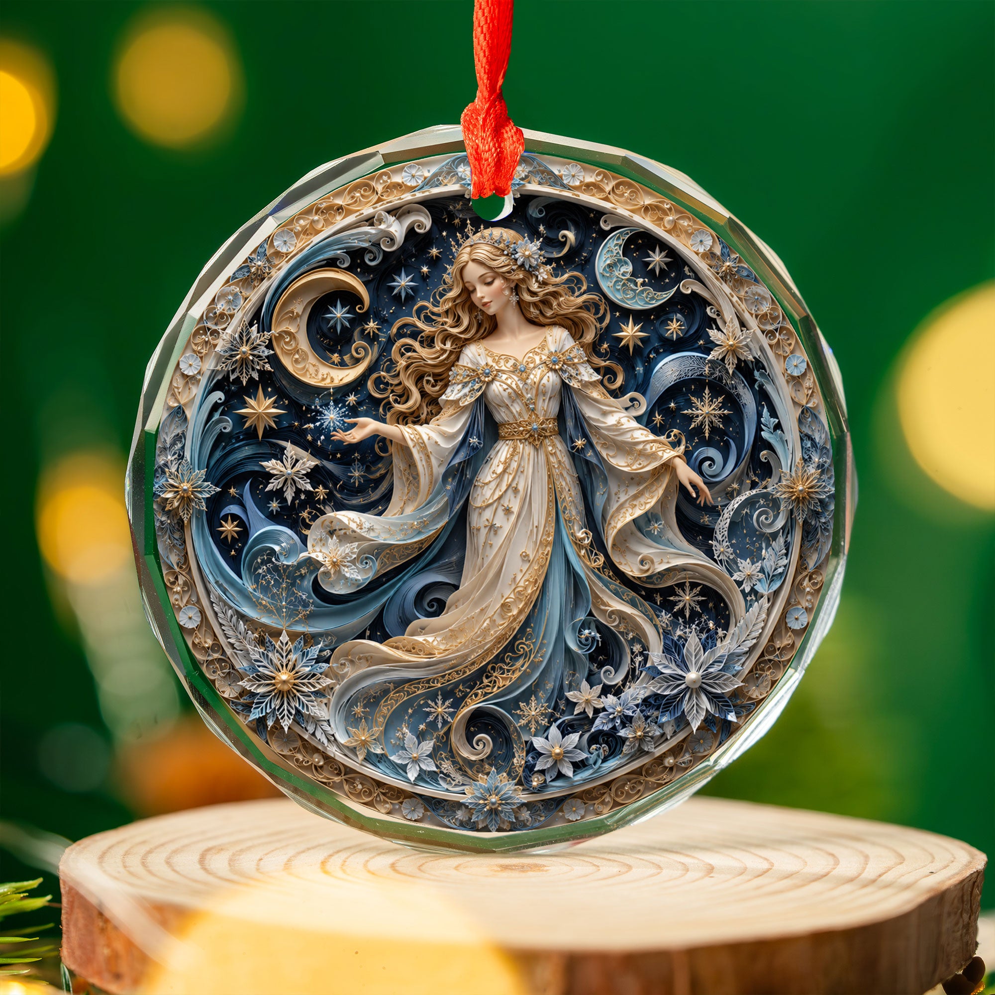 Celestial Angel Ornament 2026, Moon and Stars Christmas Ornament, Elegant Winter Fairy Tree Decor, Holiday Keepsake Gift