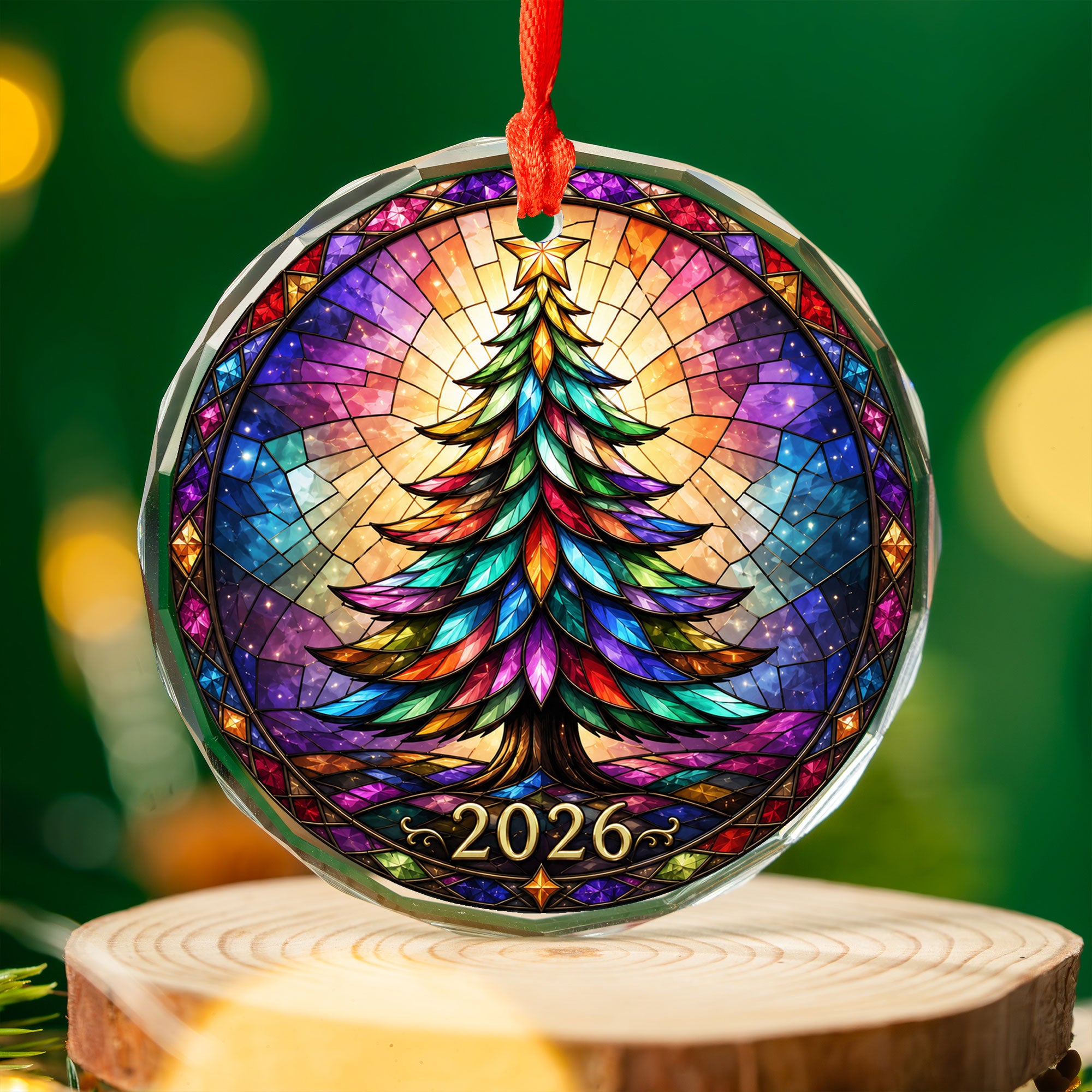 Christmas Tree Stained Glass Style Ornament, 2026 Christmas Ornament, Holiday Gift Idea, Heirloom Keepsake