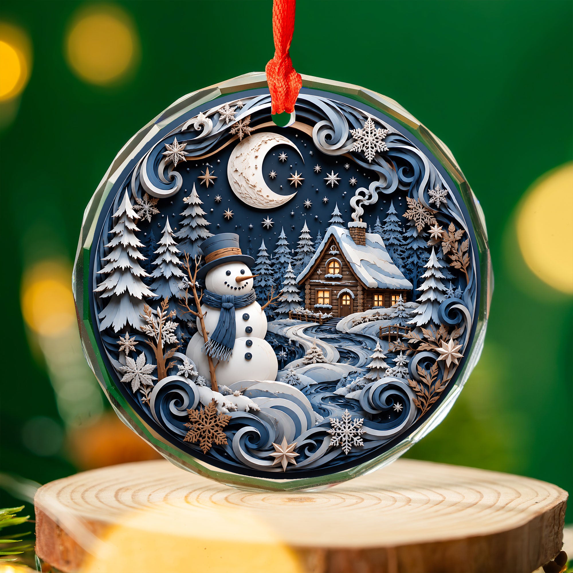 2026 Christmas Ornament with Snowman, Winter Village Christmas Tree Ornament, Ceramic Holiday Decoration