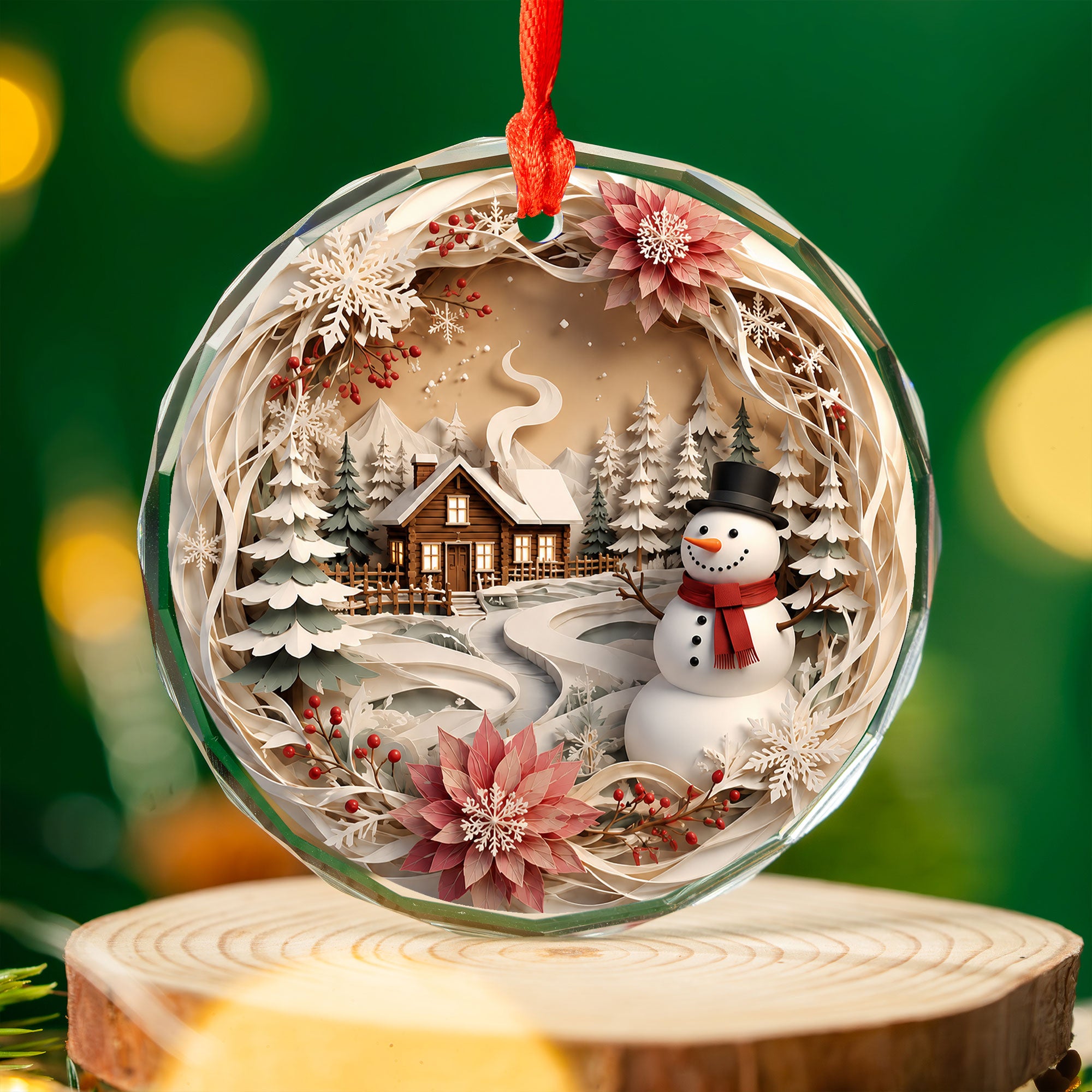 Winter Village Christmas Ornament 2026, Snowman Tree Ornament, Holiday Christmas Decoration