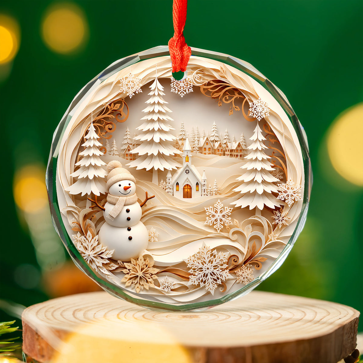 Winter Village Tree Ornament 2026, Snowman Christmas Ornament, Holiday Keepsake Decoration
