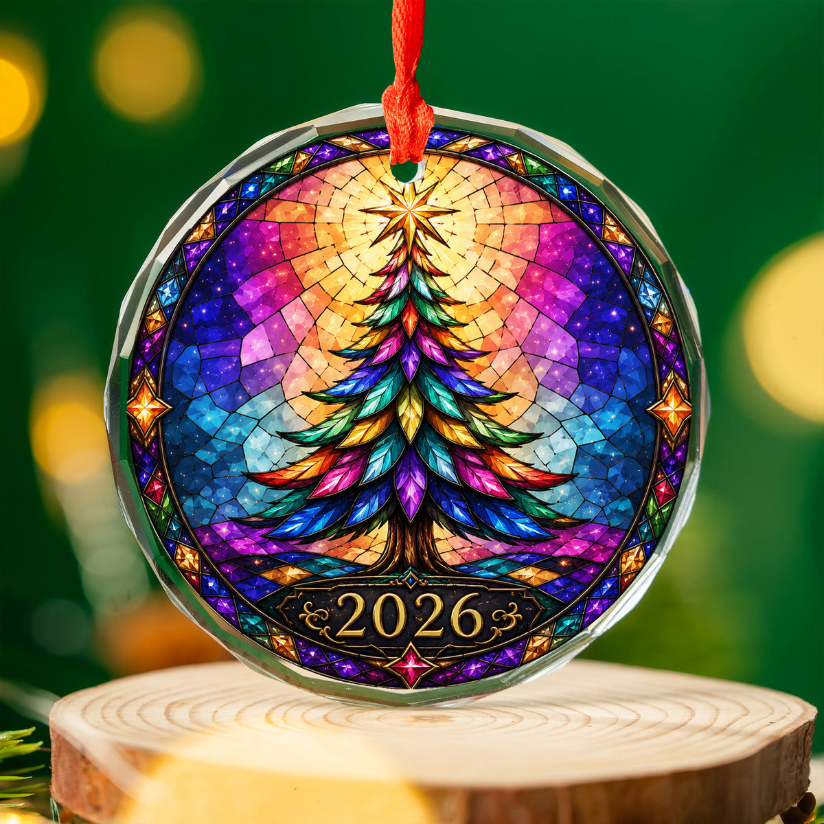 Holiday Christmas Tree Ornament 2026, Colorful Winter Mountain Scene Decoration, Christmas Tree Keepsake