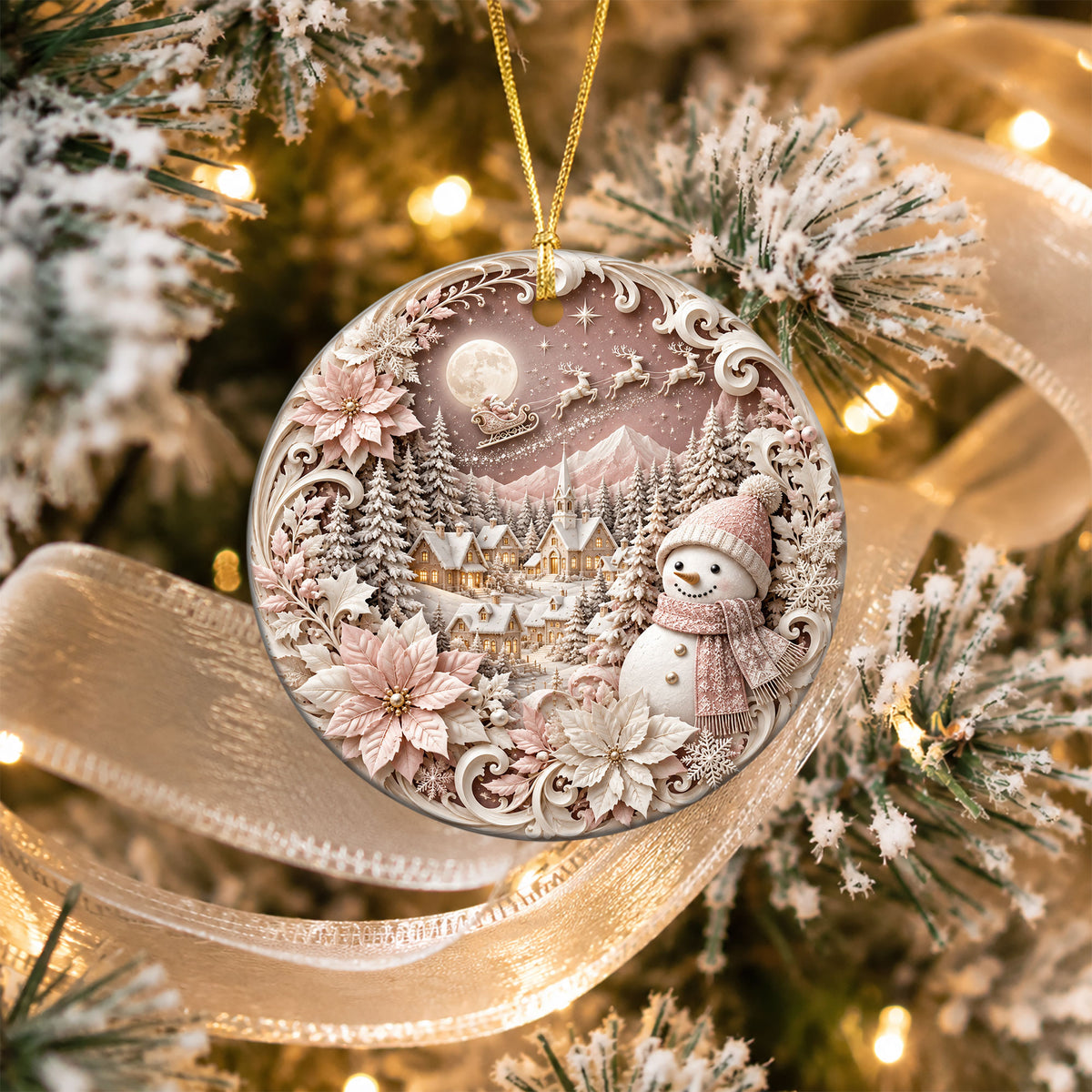 Snowman Christmas Ornament 2026, Cute Snowman Ceramic Ornament, Winter Holiday Tree Decoration, Christmas Keepsake Gift