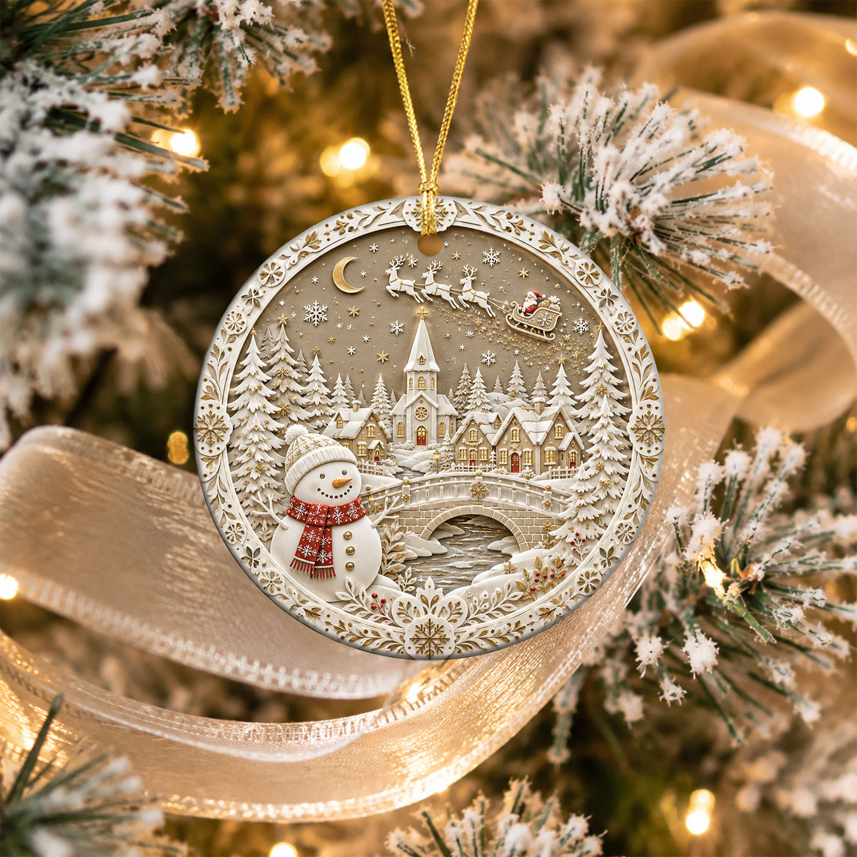 Cozy Snowman Christmas Ornament 2026, Ceramic Holiday Ornament, Winter Tree Decoration, Christmas Keepsake Gift for Loved Ones