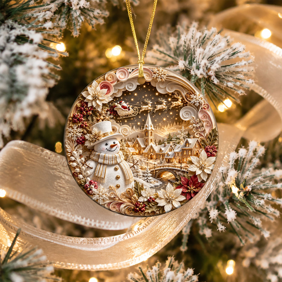 Snowman Winter Ornament 2026, Christmas Ceramic Ornament, Holiday Tree Decoration, Cute Snowman Keepsake Gift