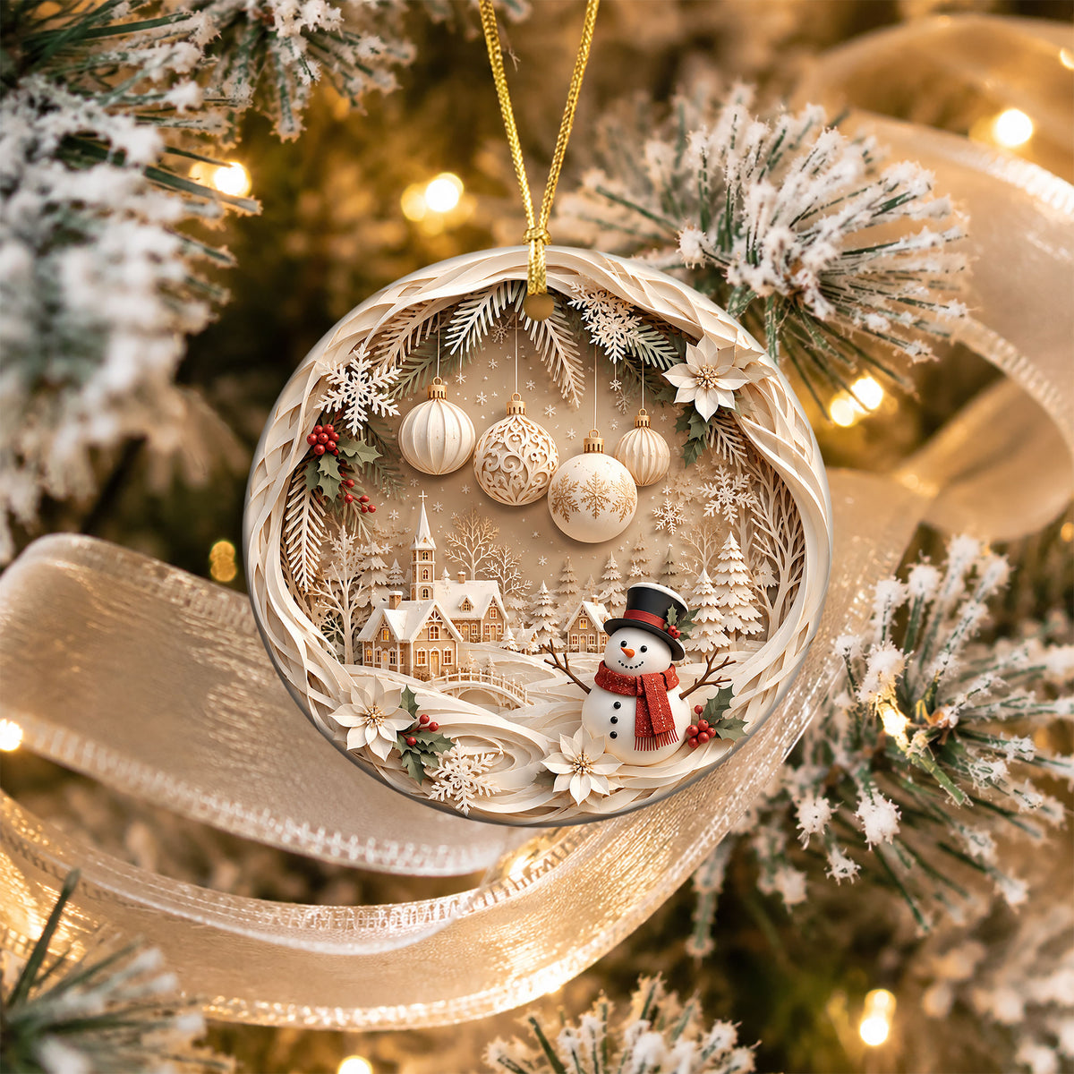 Cute Snowman Christmas Ornament 2026, Winter Wonderland Ornament, Holiday Tree Decoration