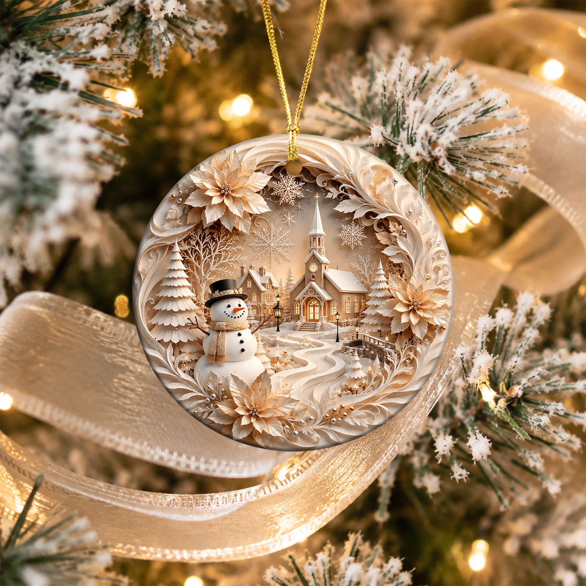 2026 Floral Snowman Christmas Ornament, Elegant Winter Holiday Ornament, Christmas Tree Keepsake, Festive Gift for Home Decor