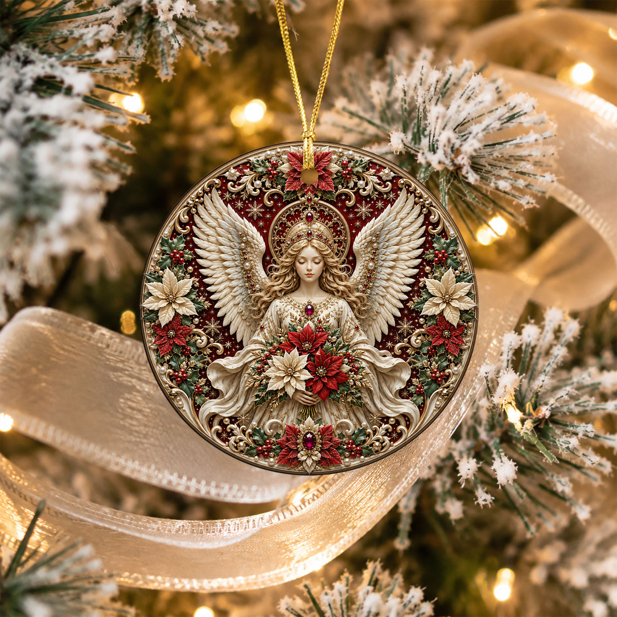 2026 Guardian Angel Ornament, Religious Christmas Tree Decoration, Ceramic Holiday Ornament, Christian Christmas