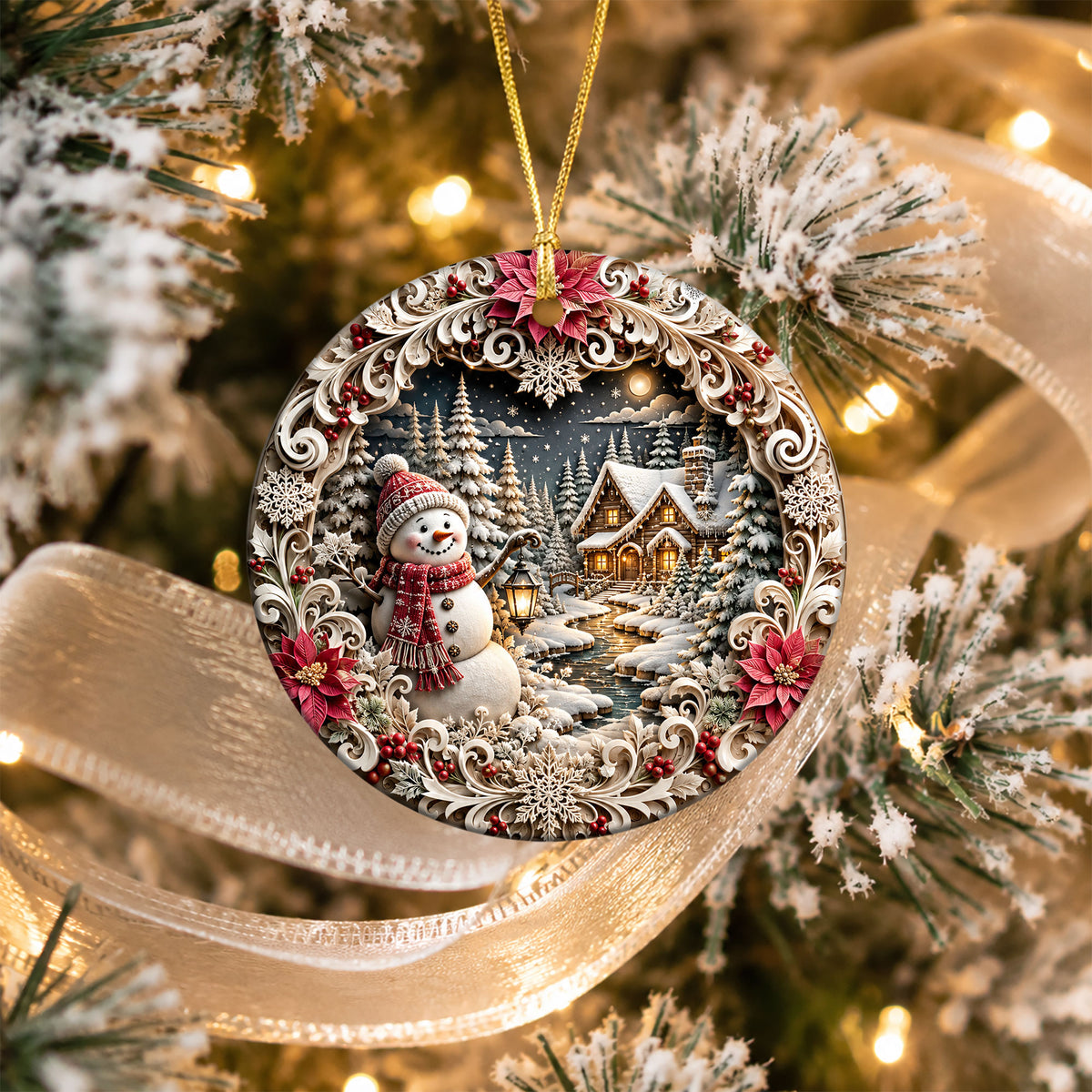 Snowman Christmas Ornament 2026, Cute Snowman Ceramic Ornament, Winter Holiday Tree Decoration
