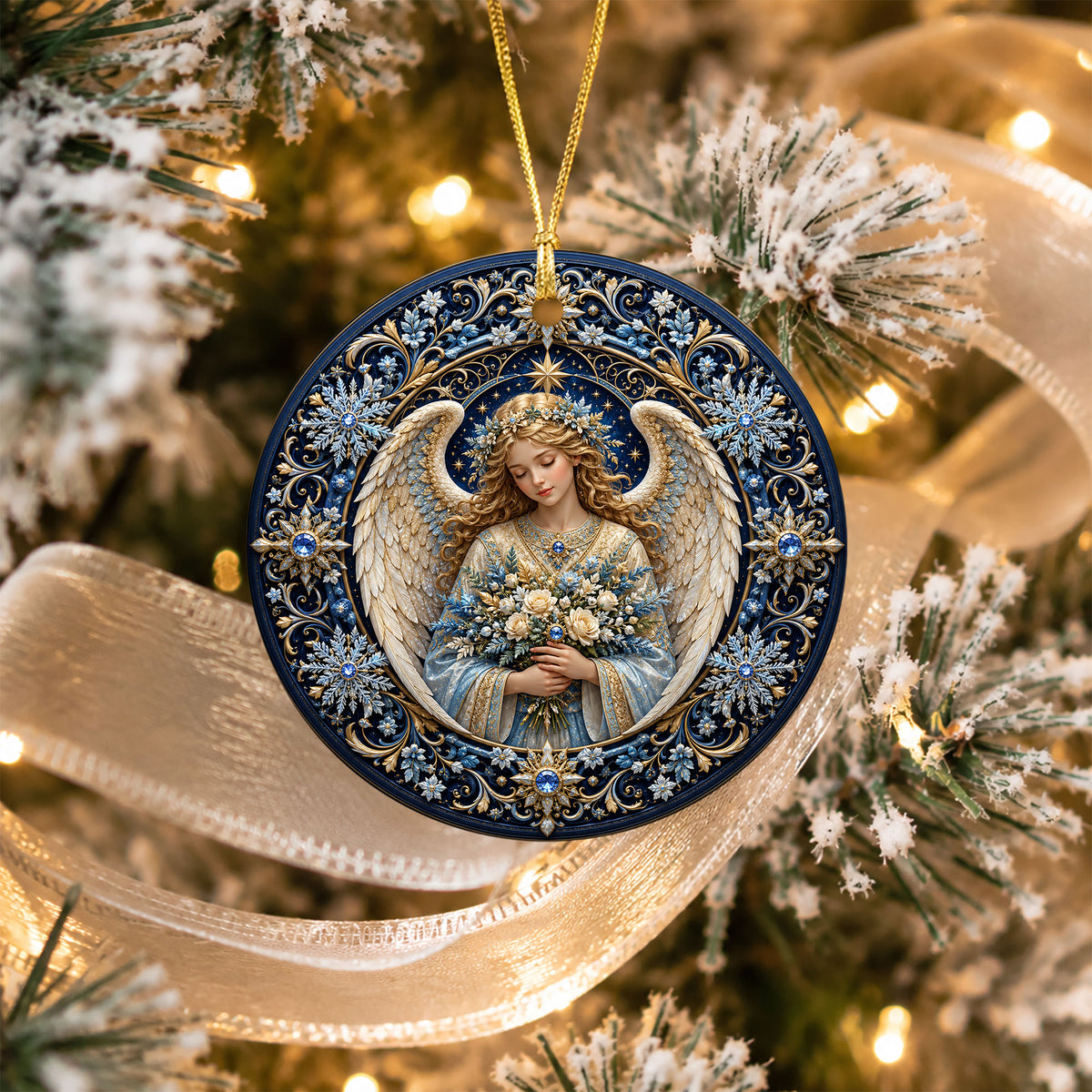 Ceramic Angel Christmas Ornament 2026, Religious Tree Ornament, Holiday Decoration, Guardian Angel Keepsake Gift for Christian Family
