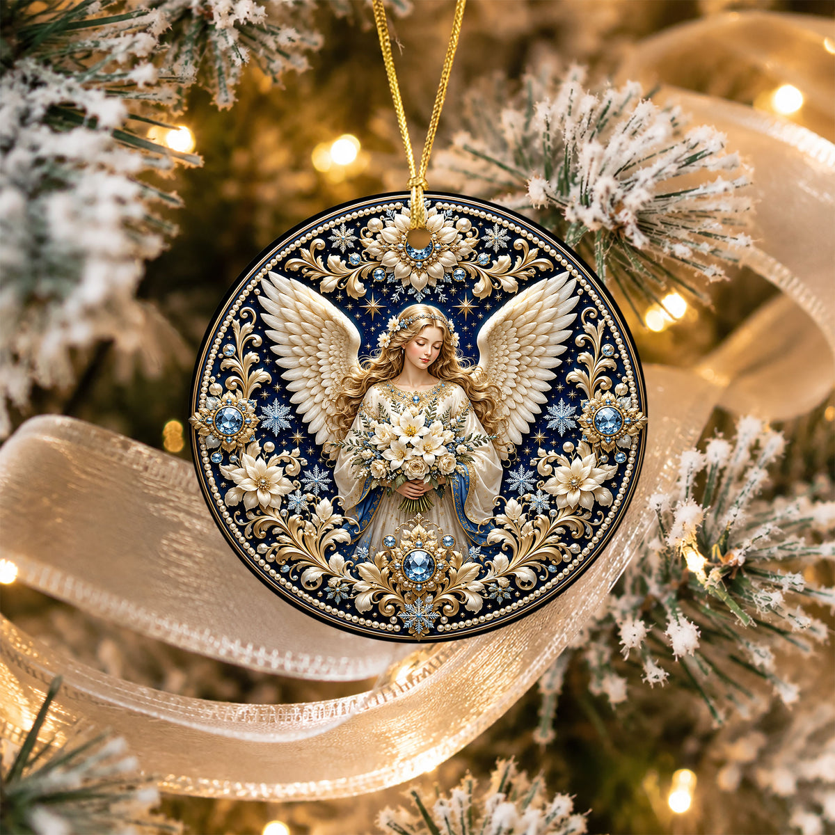 2026 Religious Angel Ornament, Christmas Tree Decoration, Guardian Angel Ceramic Ornament, Holiday Keepsake Gift for Christmas Lovers