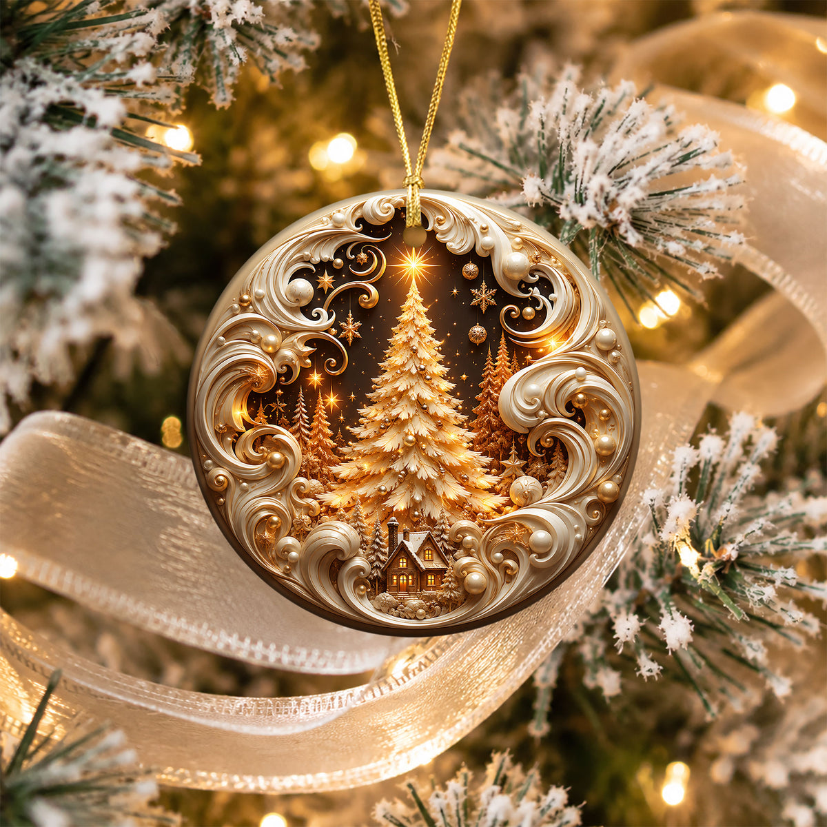 2026 Gold Christmas Ornament, Christmas Tree Holiday Ornament, Ceramic Christmas Decoration, Keepsake Gift for Family and Home