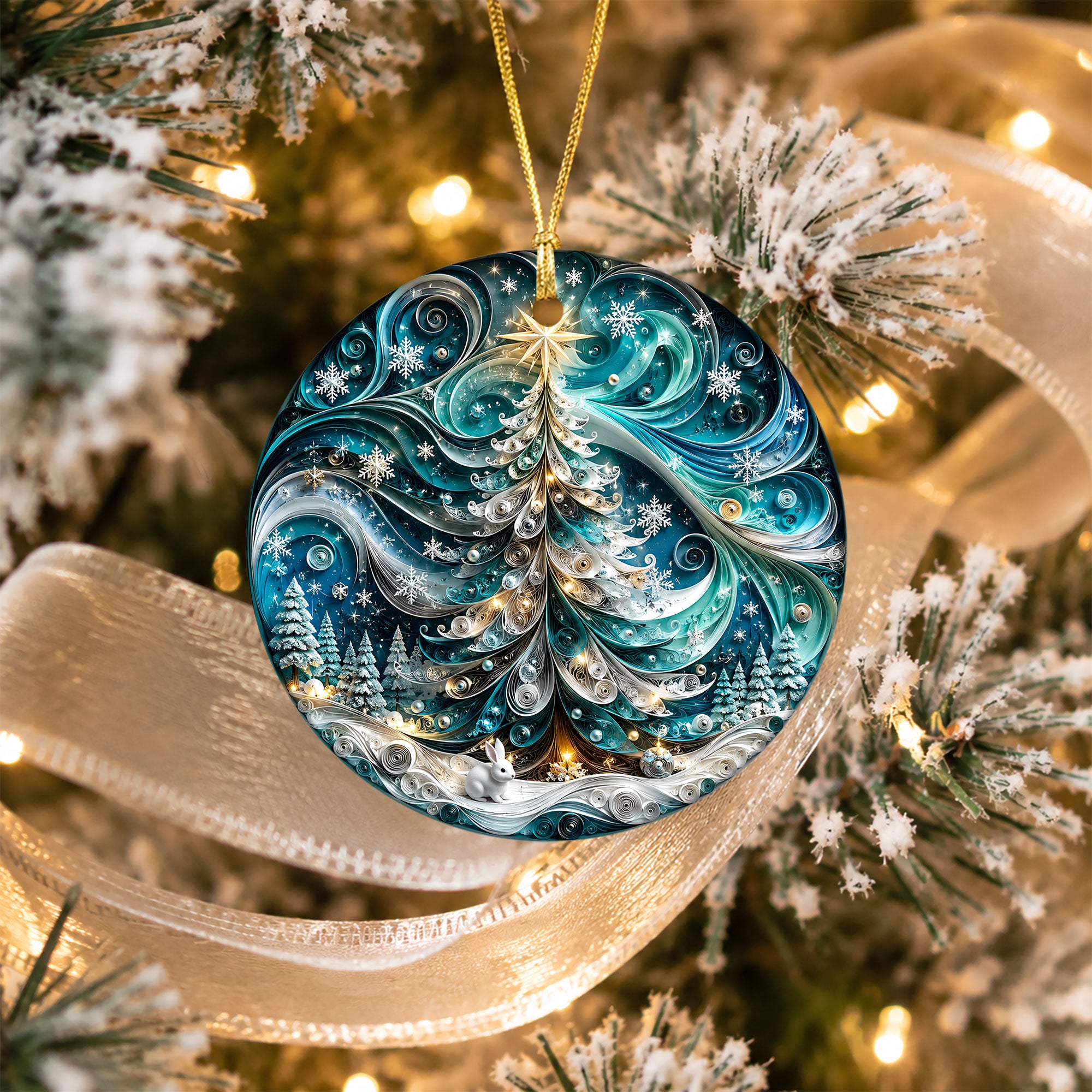 Christmas Ornament 2026, Elegant Blue Tree Ornament, Holiday Tree Decoration, Christmas Keepsake, Winter Ornament Gift