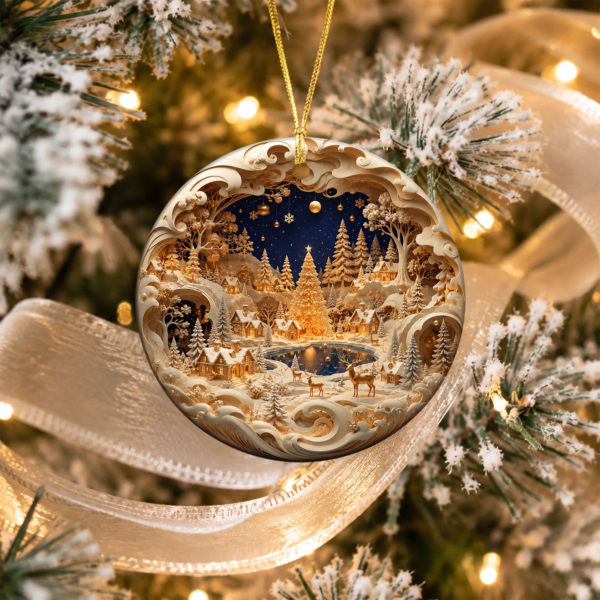 Christmas Ornament 2026, Snowy Village Scene, Winter Christmas Village Decor, Holiday Tree Ornament, Christmas Keepsake Gift