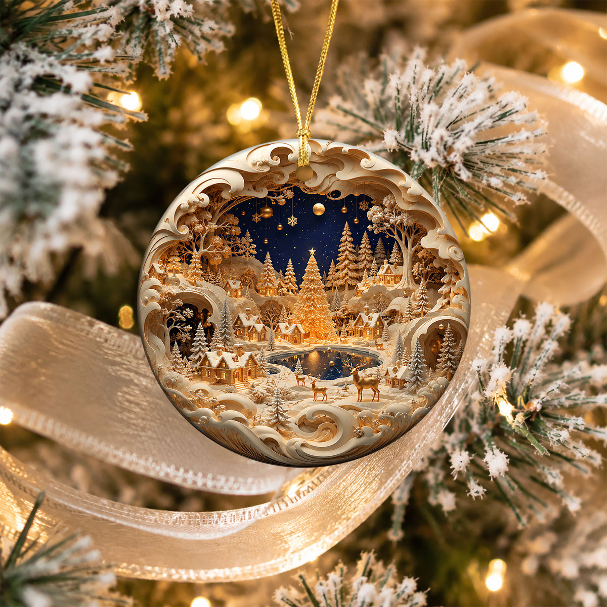 Christmas Ornament 2026, Snowy Village Scene, Winter Christmas Village Decor, Holiday Tree Ornament, Christmas Keepsake Gift