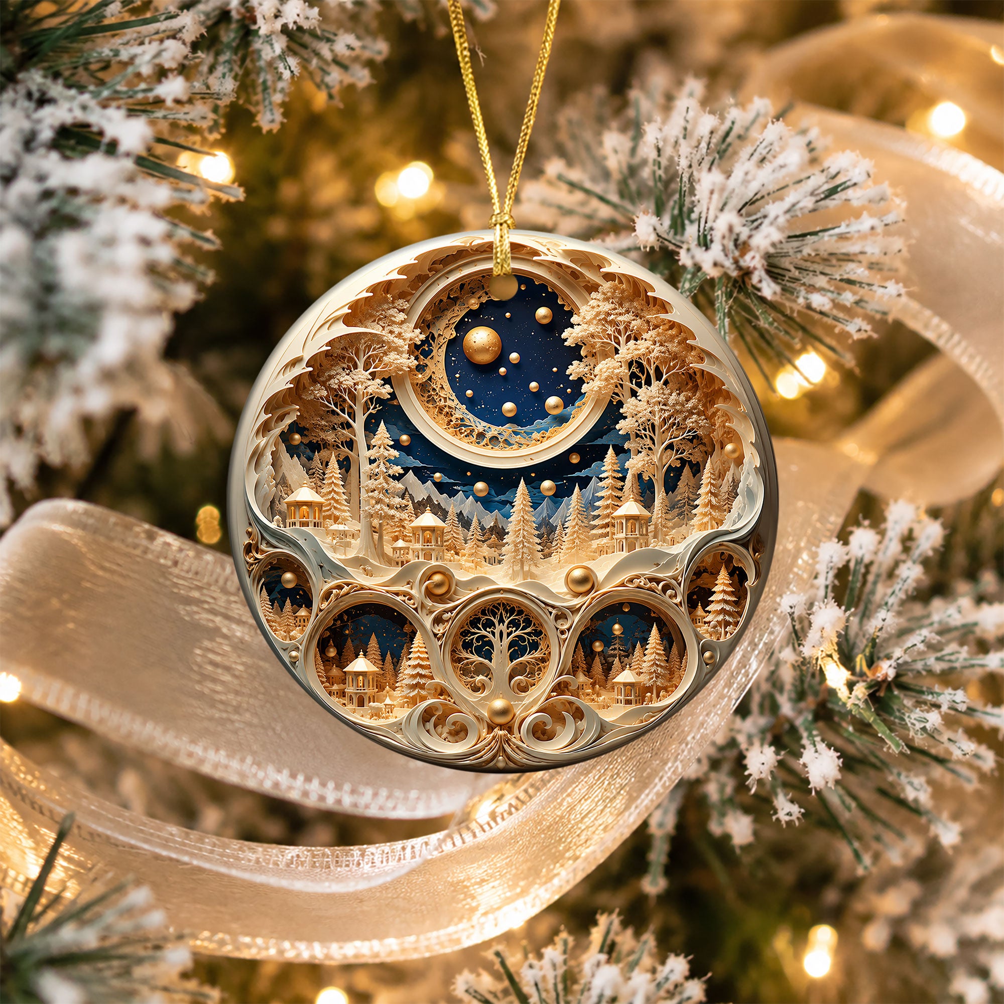Christmas Ornament 2026, Snowy Village Scene, Winter Christmas Village Decor, Holiday Tree Ornament, Christmas Keepsake Gift (Copy)